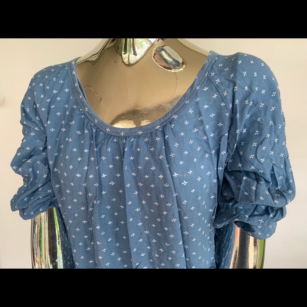 Large Loft light blue blouse boho cuteness dots